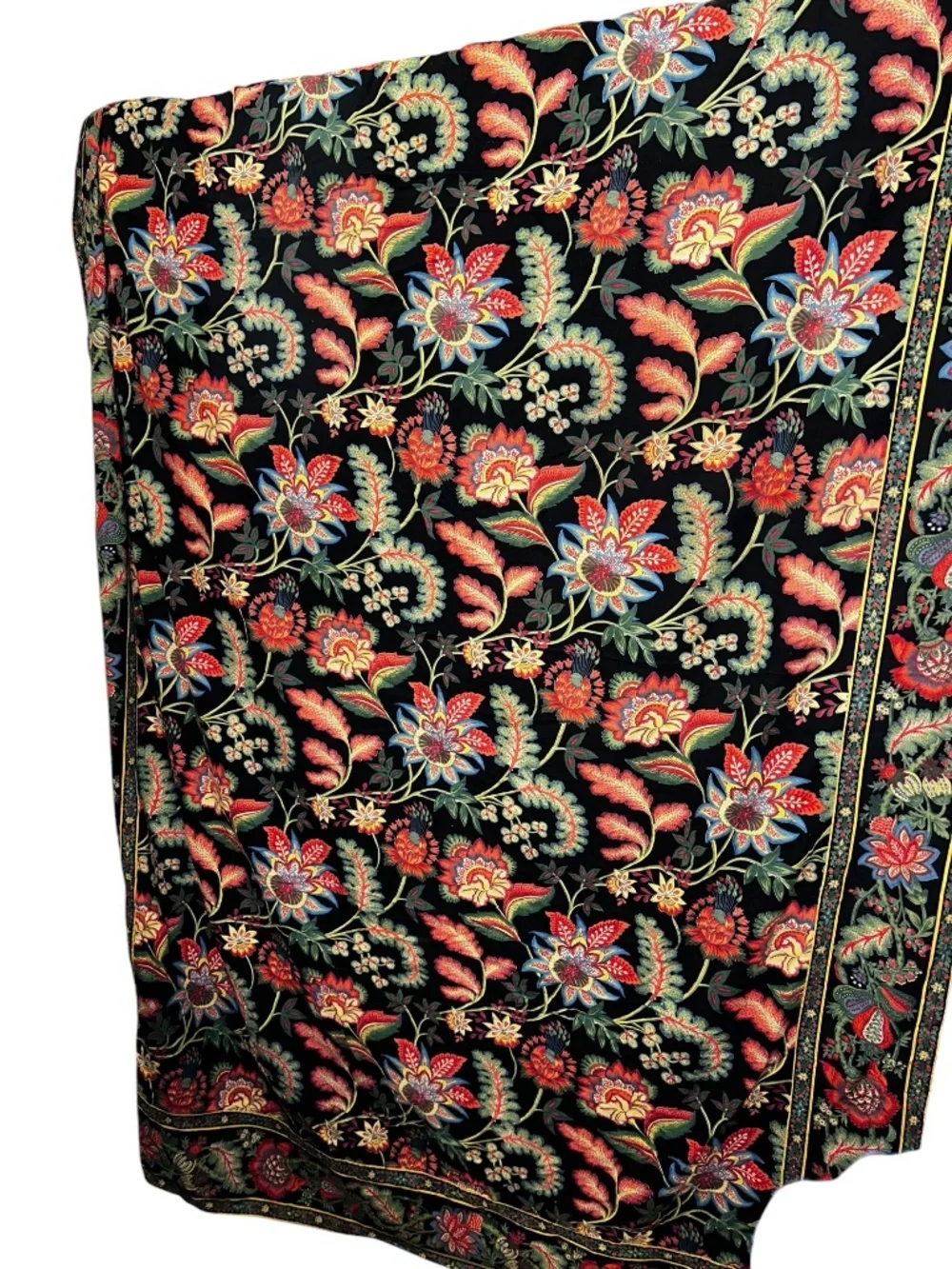 April Cornell Fall Winter black French Provencal batik floral cotton tablecloth